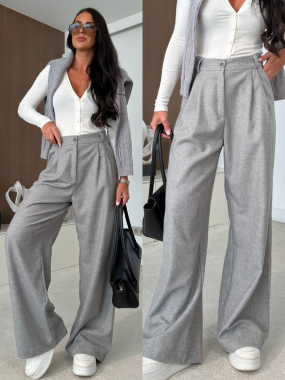 Trousers Lidio with wool and viscose grey