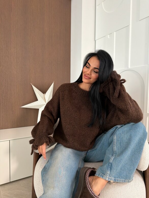 Sweter Soft Touch z wełną i moherem czekoladowy