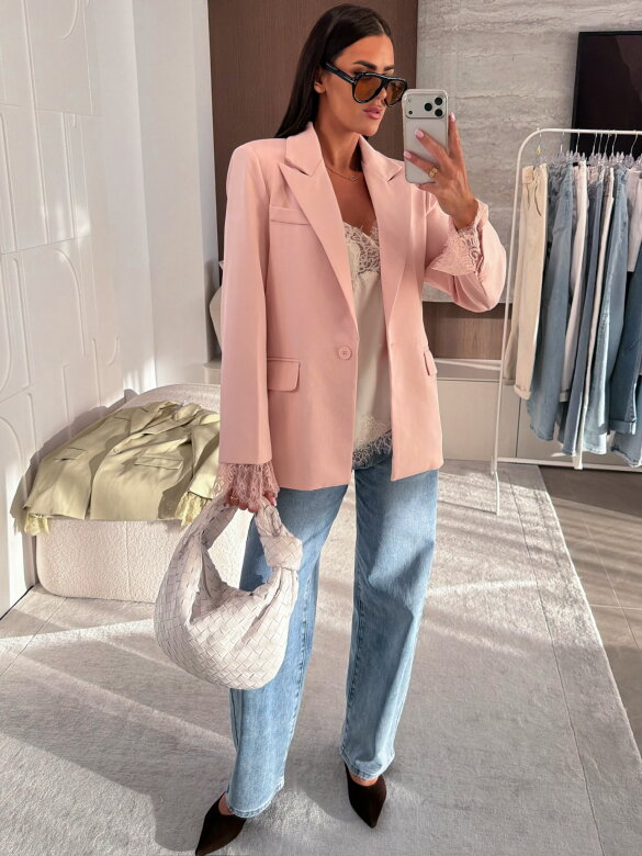 Marynarka Hawaii z koronką pudrowa