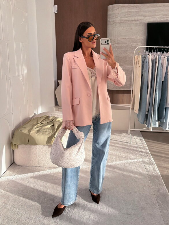 Marynarka Hawaii z koronką pudrowa