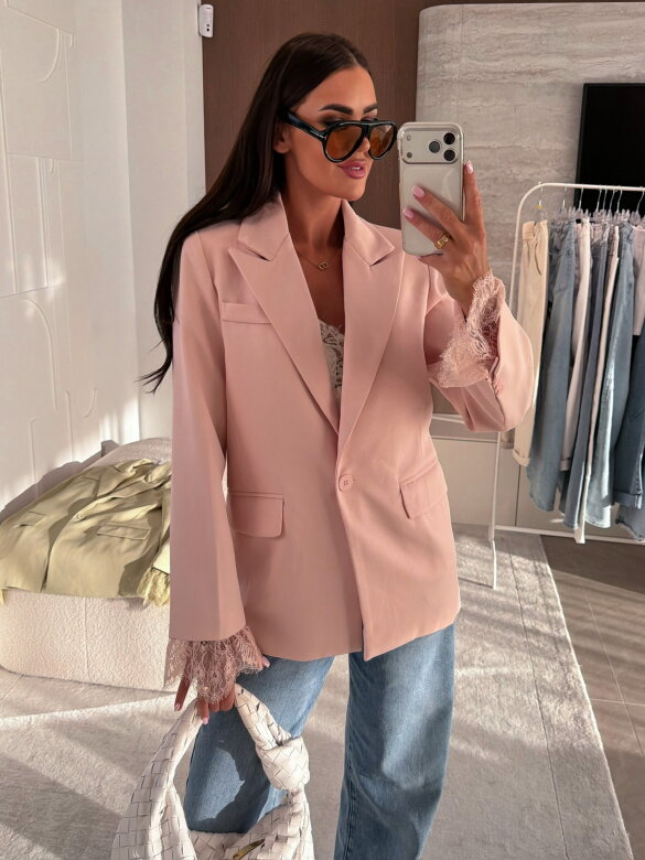 Marynarka Hawaii z koronką pudrowa