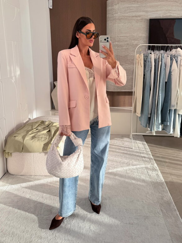 Marynarka Hawaii z koronką pudrowa