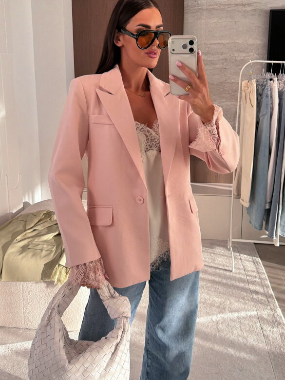 Marynarka Hawaii z koronką pudrowa