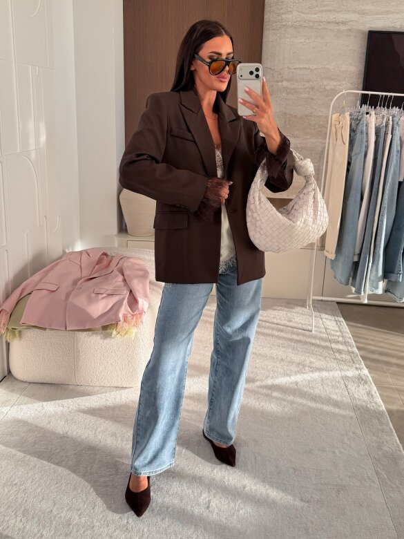 Marynarka Hawaii z koronką czekoladowa