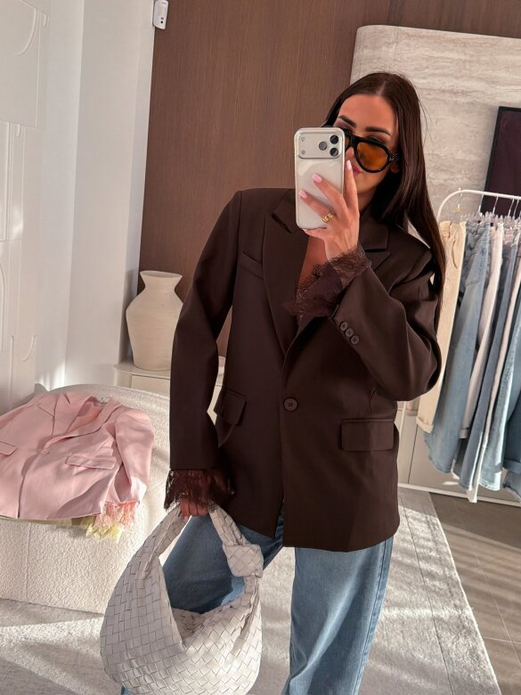 Marynarka Hawaii z koronką czekoladowa