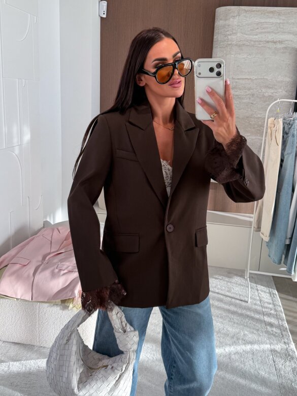 Marynarka Hawaii z koronką czekoladowa