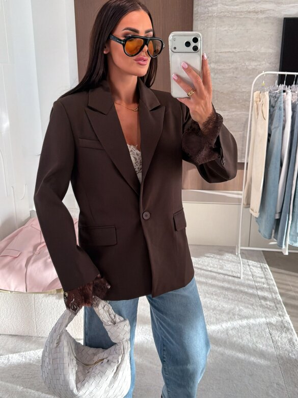 Marynarka Hawaii z koronką czekoladowa