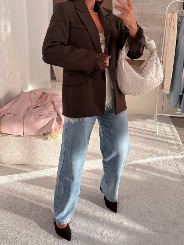 Marynarka Hawaii z koronką czekoladowa