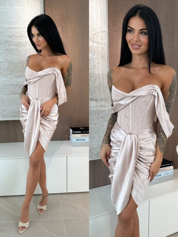 Sukienka Crystals beżowa