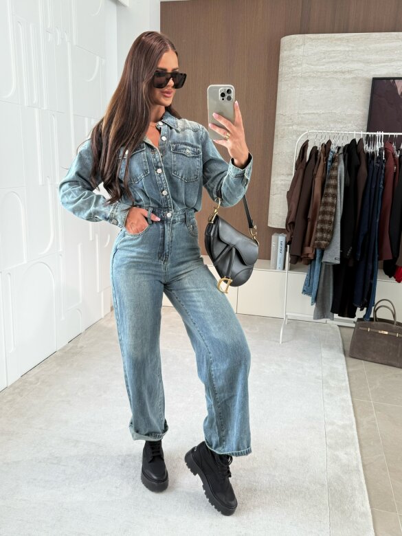 Kombinezon Lemaire jeans niebieski