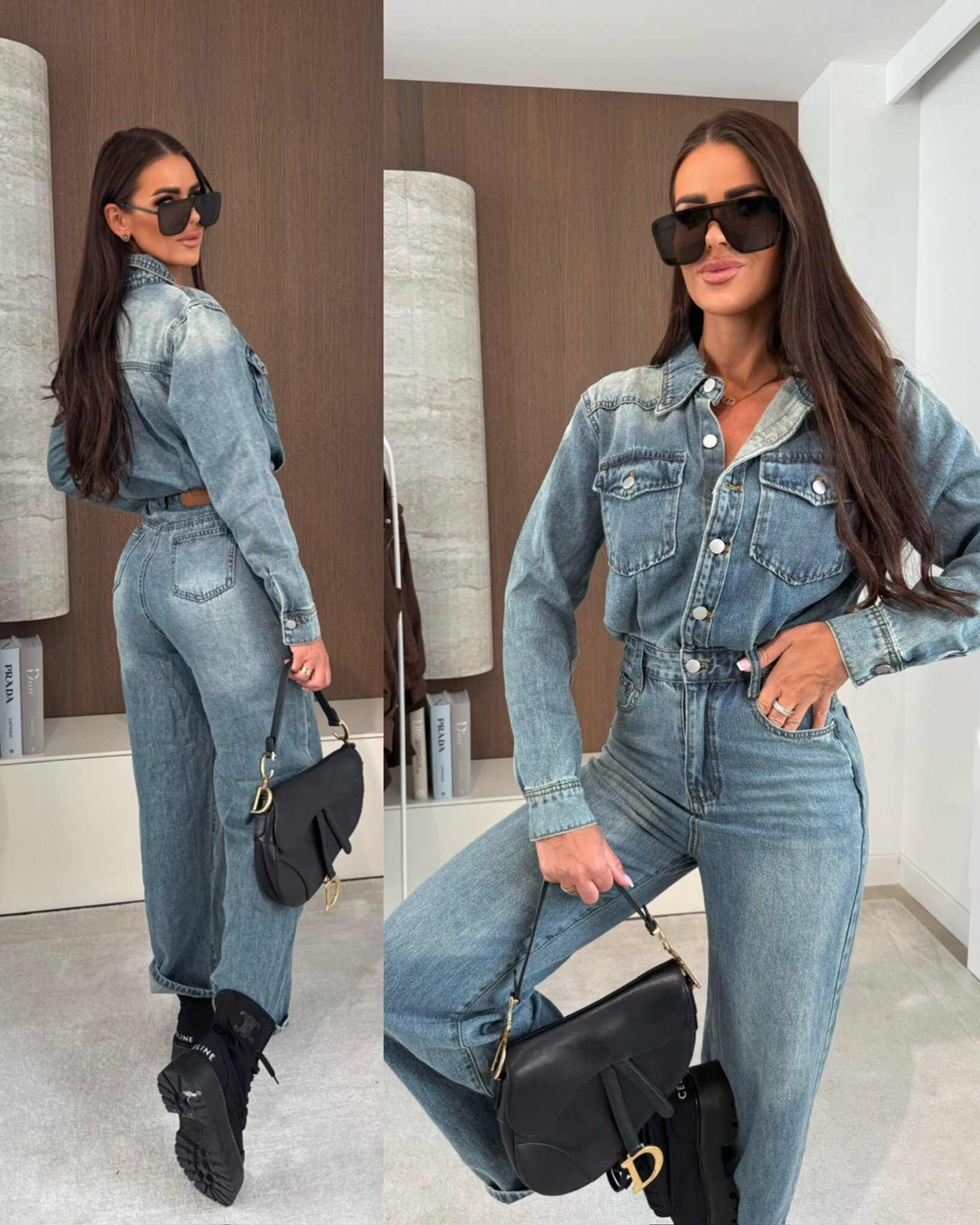 Kombinezon Lemaire jeans niebieski