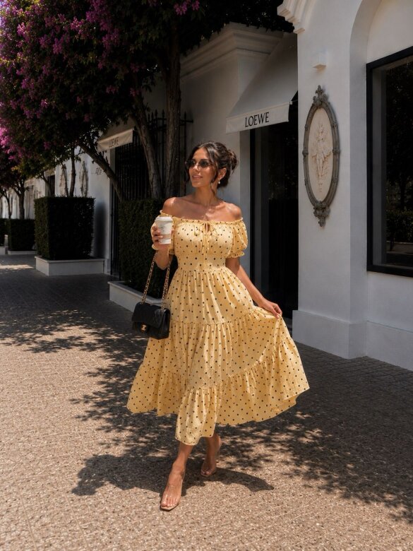 Dress Cattoria with viscose butter yellow 