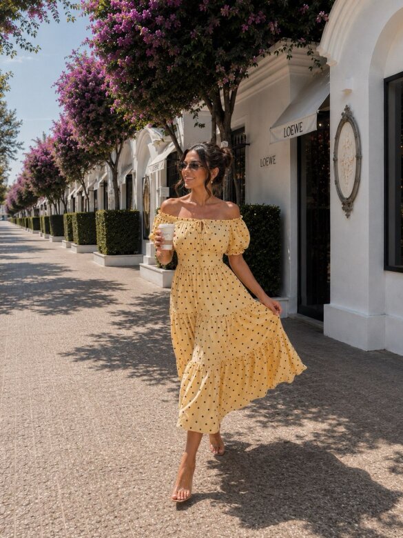 Dress Cattoria with viscose butter yellow 
