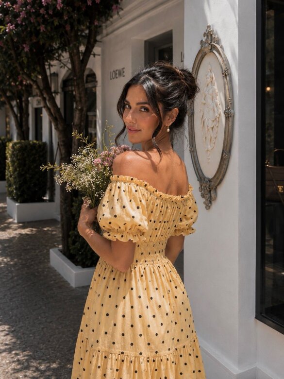 Dress Cattoria with viscose butter yellow 