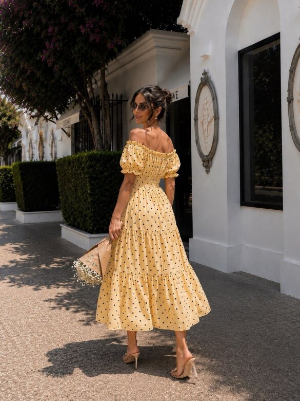 Dress Cattoria with viscose butter yellow 