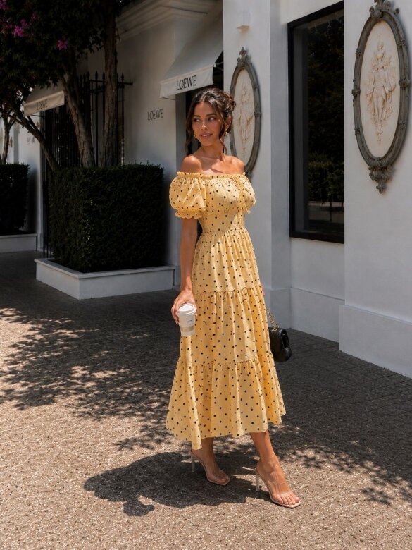 Dress Cattoria with viscose butter yellow 