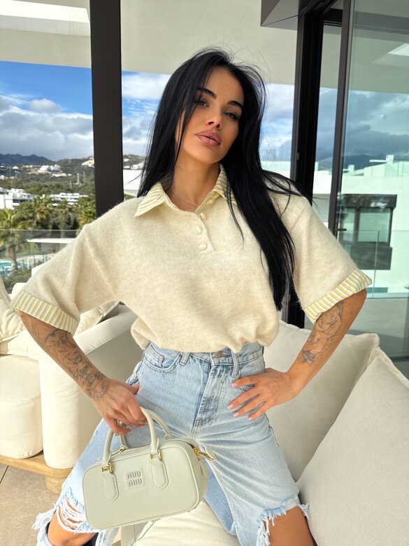 Sweter Luiz z wełną ecru