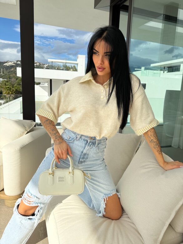 Sweter Luiz z wełną ecru