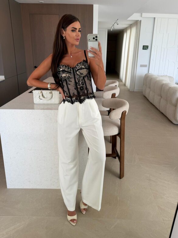 Gorset Palmera koronkowy czarno-beżowy