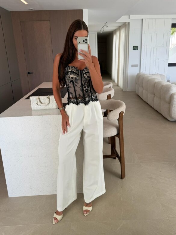 Gorset Palmera koronkowy czarno-beżowy