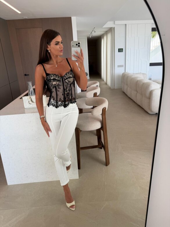 Gorset Palmera koronkowy czarno-beżowy