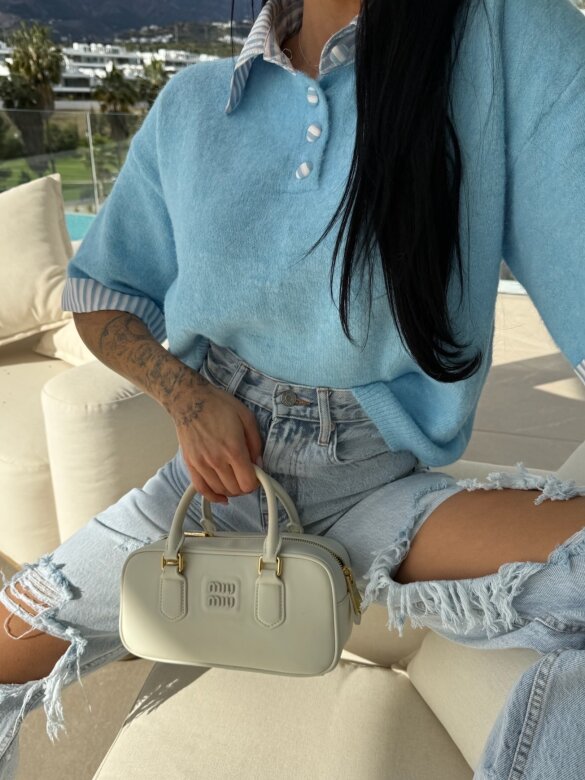 Sweter Luiz z wełną błękitny