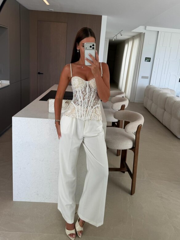 Gorset Zafira koronkowy biały 