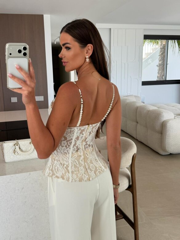 Gorset Zafira koronkowy biały 