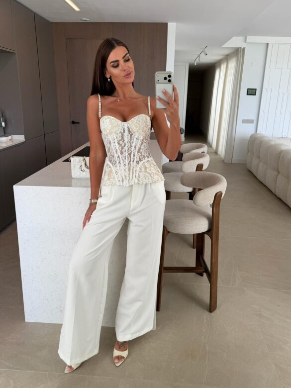 Gorset Zafira koronkowy biały 