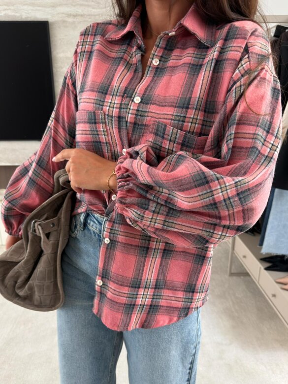 Shirt Lena cotton beige-chocolate