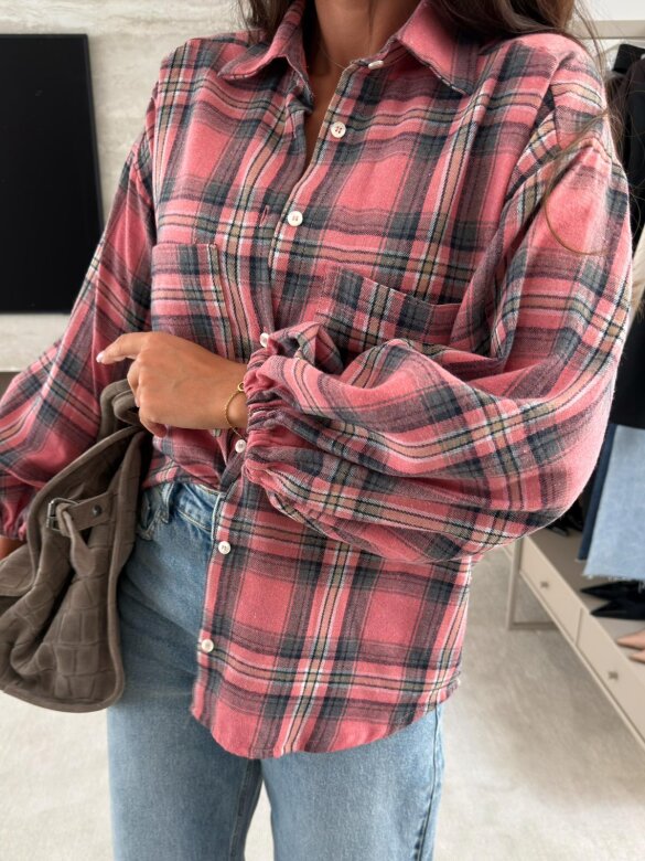 Shirt Lena cotton beige-chocolate