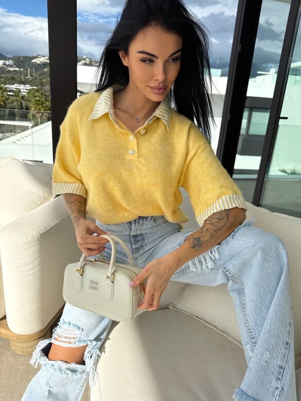 Sweter Luiz z wełną żółty