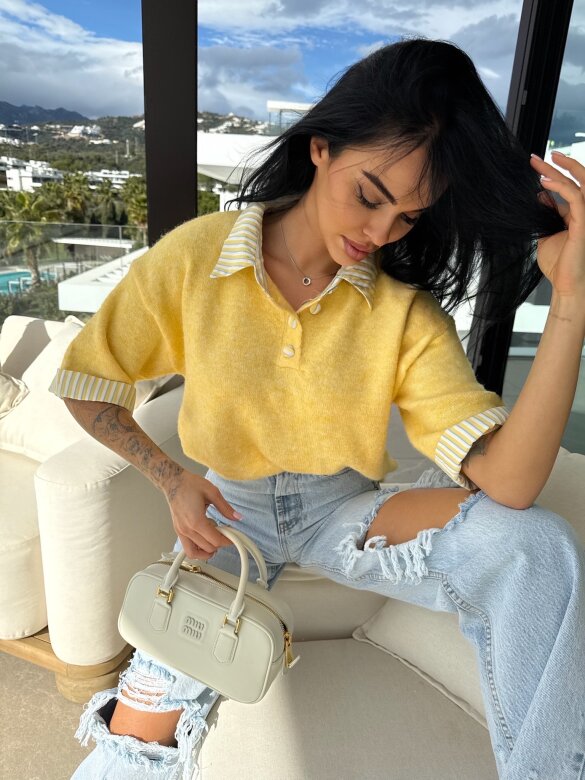 Sweter Luiz z wełną żółty