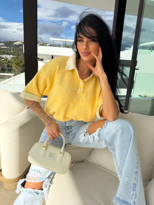 Sweter Luiz z wełną żółty