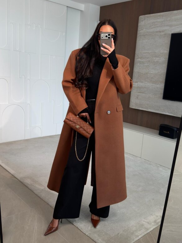 Coat Flint with wool and viscose caramel