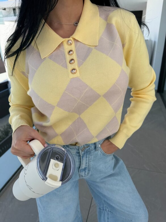 Sweter Minnes żółto-beżowy