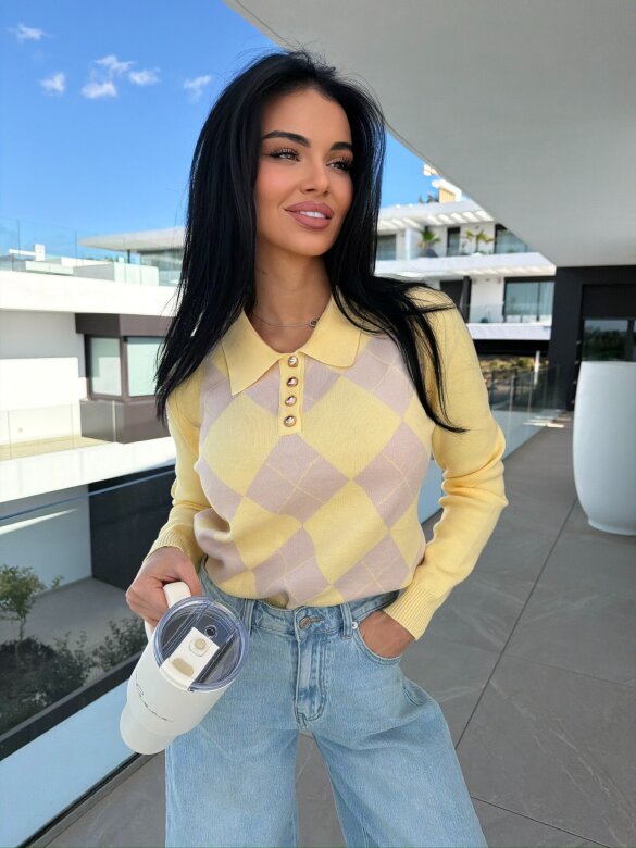 Sweter Minnes żółto-beżowy