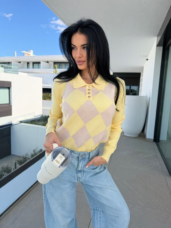 Sweter Minnes żółto-beżowy