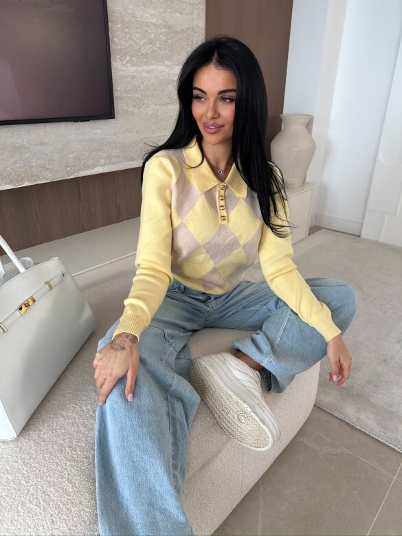 Sweter Minnes żółto-beżowy