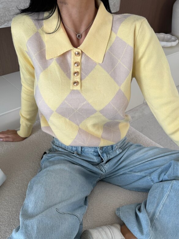 Sweter Minnes żółto-beżowy