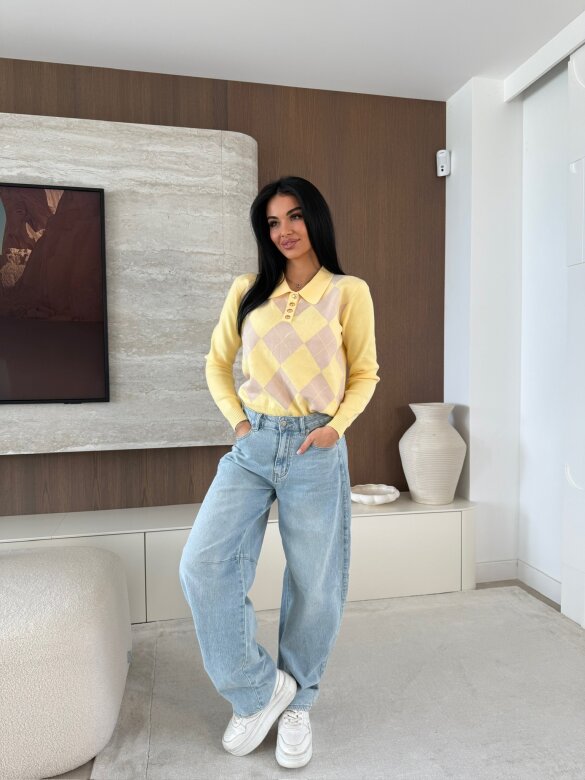 Sweter Minnes żółto-beżowy