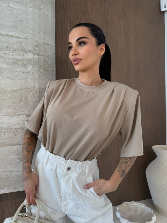 T-shirt Lestero z poduszkami mocca