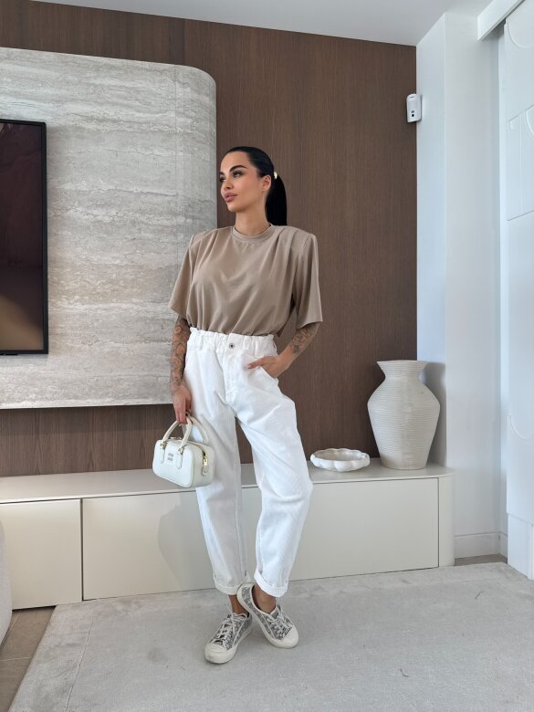 T-shirt Lestero z poduszkami mocca