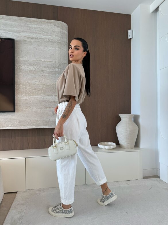 T-shirt Lestero z poduszkami mocca