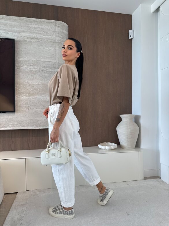 T-shirt Lestero z poduszkami mocca