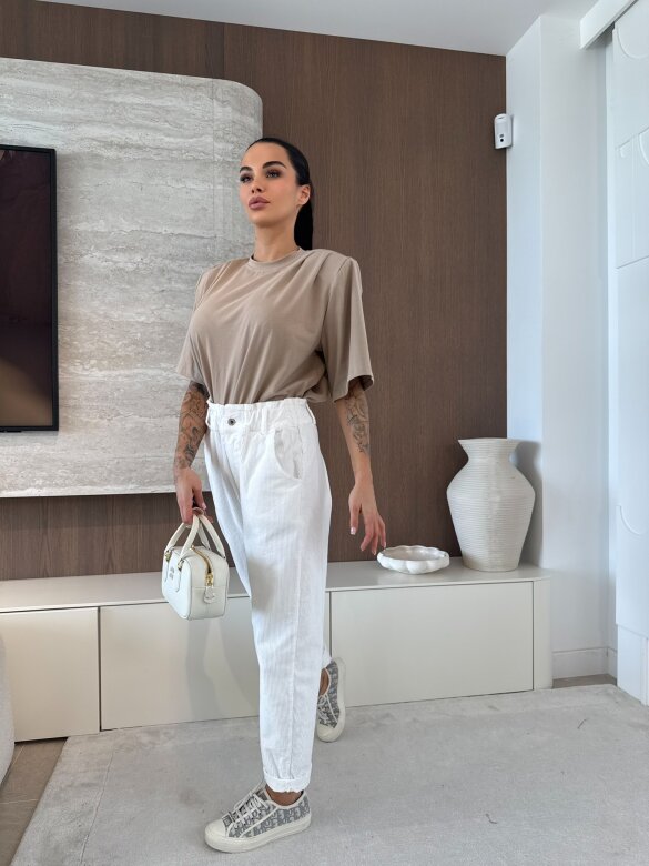 T-shirt Lestero z poduszkami mocca