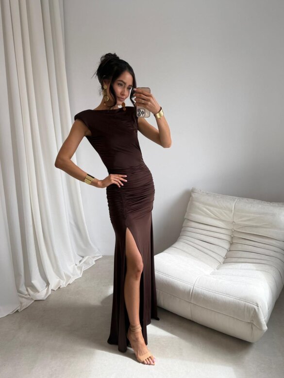 Sukienka Olivia maxi czekoladowa 