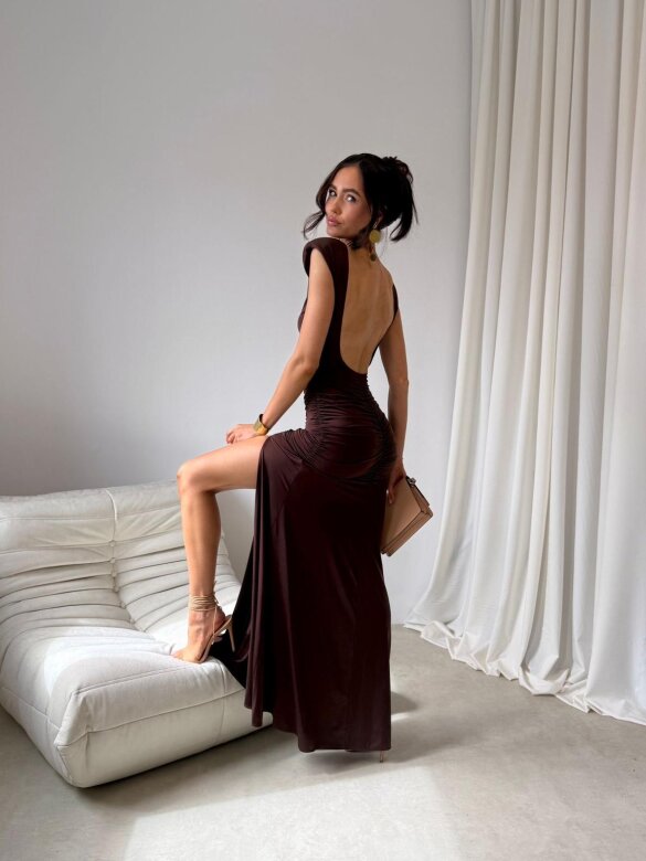 Sukienka Olivia maxi czekoladowa 