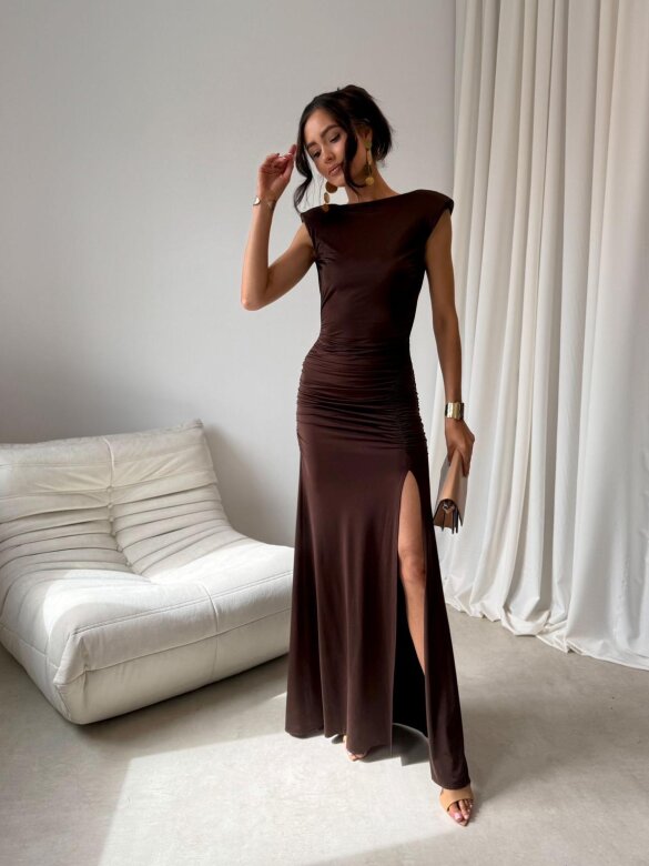 Sukienka Olivia maxi czekoladowa 