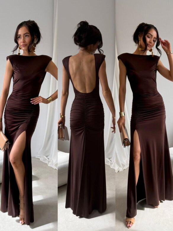 Sukienka Olivia maxi czekoladowa 